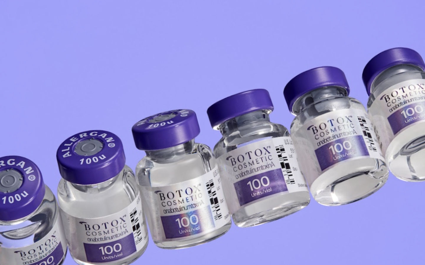 Botox bottles in a line